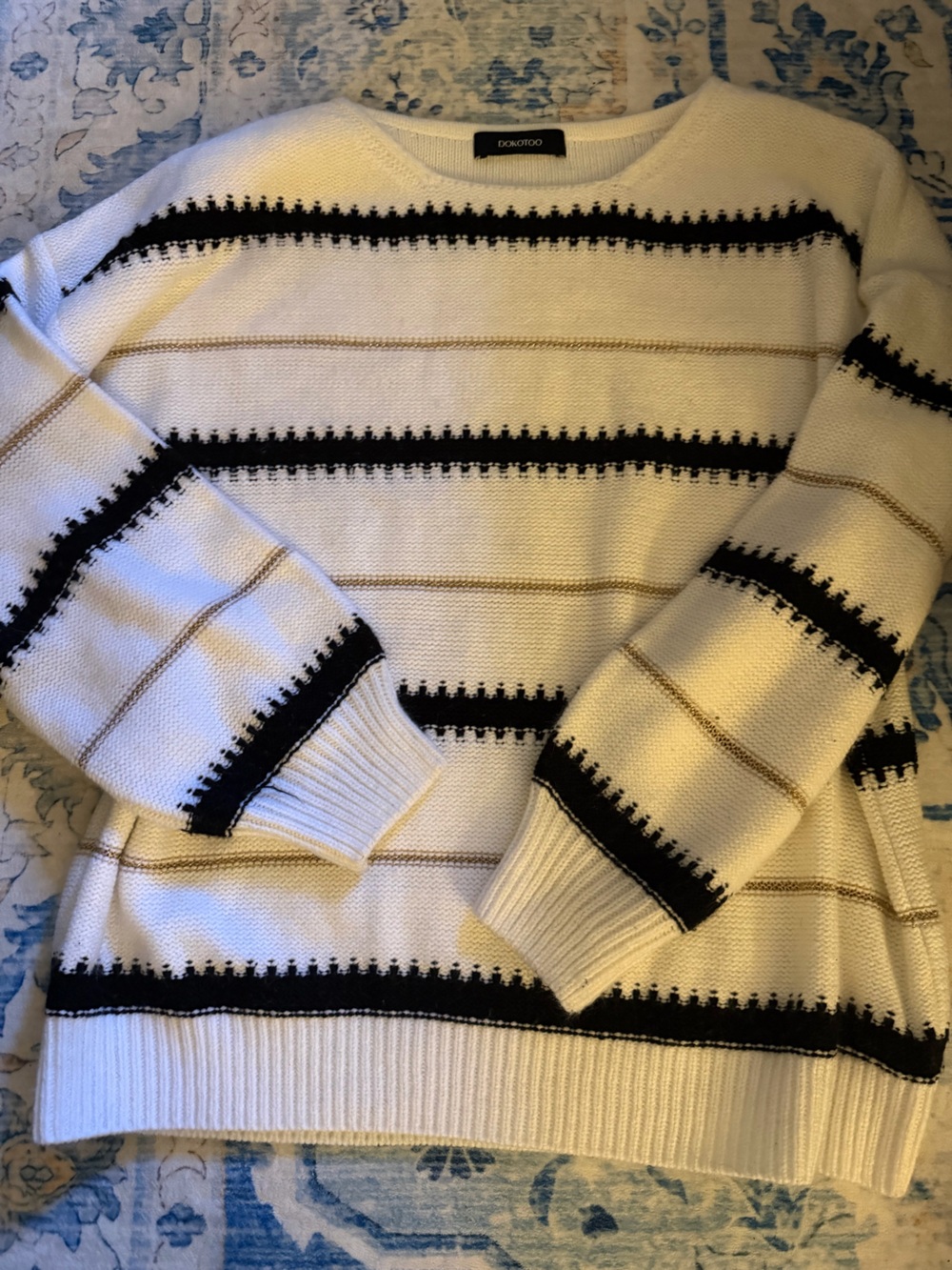 Women’s Cream Knit oversized Sweater with Black Trim